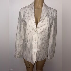 Isaac Mizrachi White Pin Striped Linen Blazer Target Size 10
